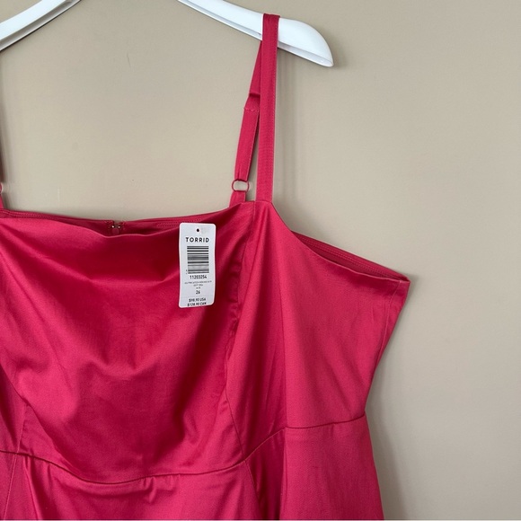 NEW Torrid Women 26 Skater Dress Pink Strappy Flared Square Neckline $99 Fun - Picture 7 of 13